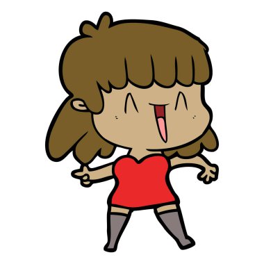 Çizgi filmdeki kadının vektör çizimi