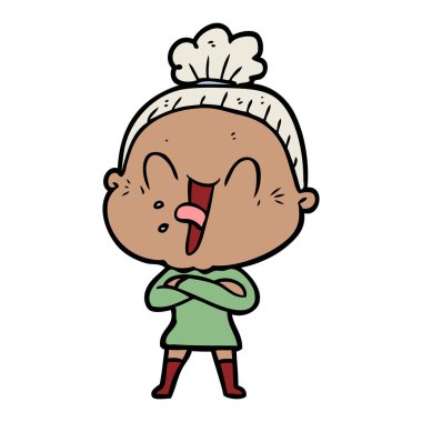 karikatür mutlu yaşlı kadın