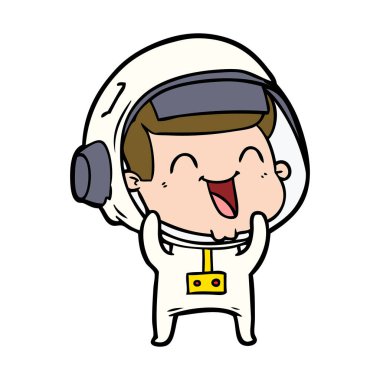 mutlu karikatür astronot vektör çizim