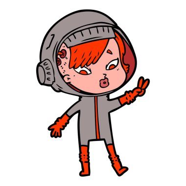 vektör çizim karikatür astronot kadın