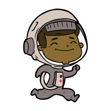 mutlu karikatür astronot vektör çizim