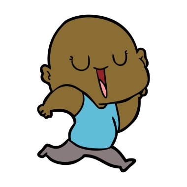 mutlu karikatür kel adam