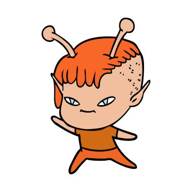vektör çizim karikatür uzaylı kız
