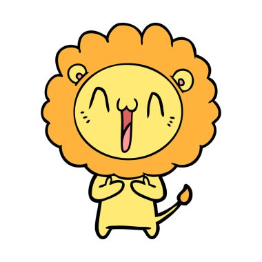 mutlu karikatür aslan vektör çizim