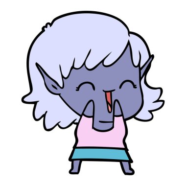 vektör çizim karikatür elf kızı