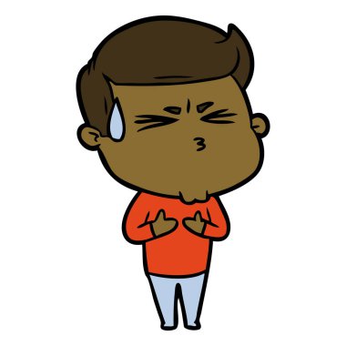  vektör çizim karikatür adam terleme