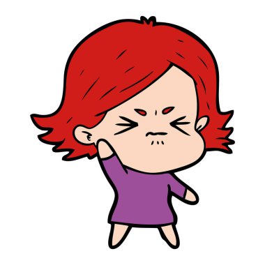 vektör çizim karikatür kızgın kız