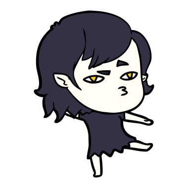 Çizgi filmdeki vampir kızın vektör çizimi