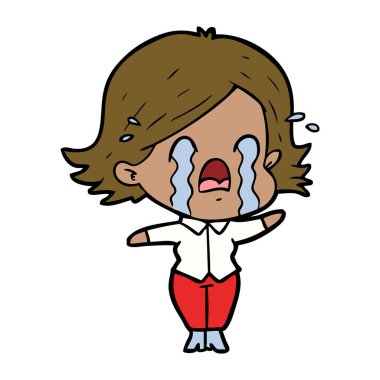 vektör çizim karikatür kadının ağladığını