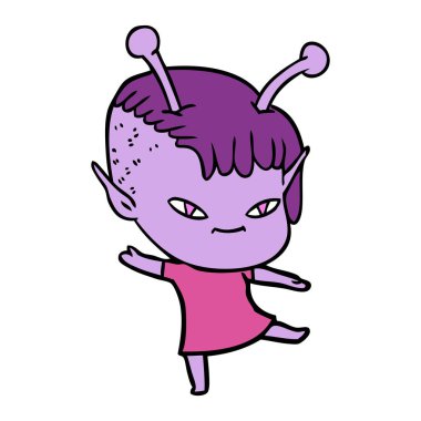 vektör çizim karikatür uzaylı kız