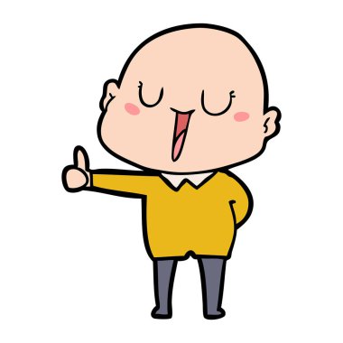 mutlu karikatür kel adam