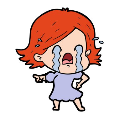 vektör çizim karikatür kadının ağladığını