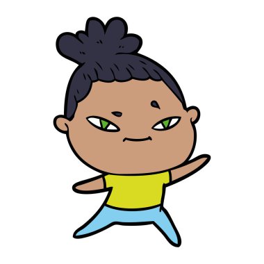 Çizgi filmdeki kadının vektör çizimi