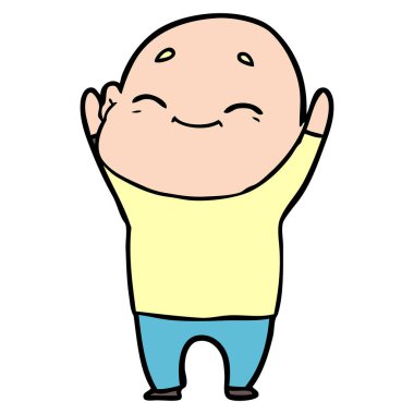 mutlu karikatür kel adam