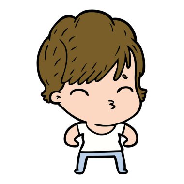 vektör çizim karikatür kadın düşünme