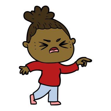 vektör çizim karikatür kızgın kadın