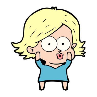 surat asmayı çizgi film kız vektör çizim