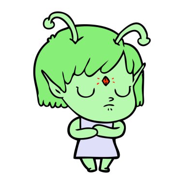 vektör çizim karikatür uzaylı kız