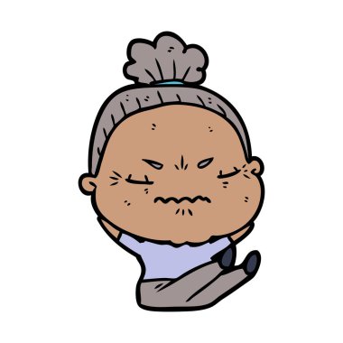 karikatür rahatsız yaşlı kadın