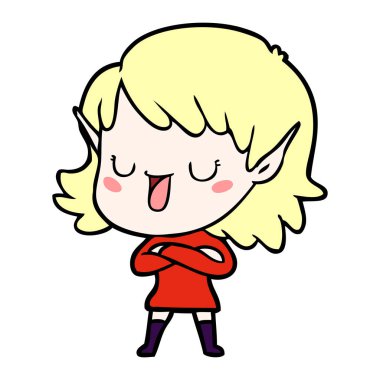 vektör çizim karikatür elf kızı