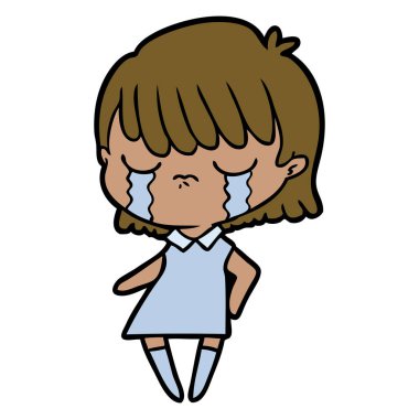 vektör çizim karikatür kadının ağladığını