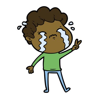 vektör çizim karikatür adam ağlıyor