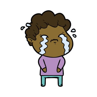 vektör çizim karikatür adam ağlıyor