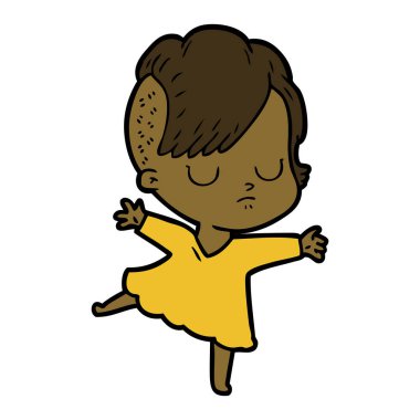 Çizgi filmdeki kadının vektör çizimi