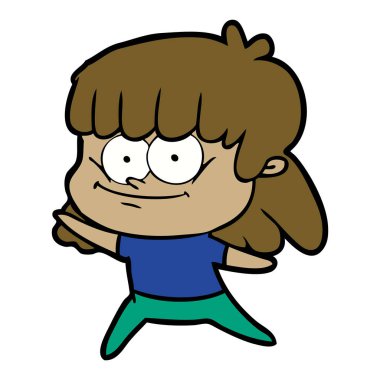 vektör çizim karikatür gülümseyen kadın