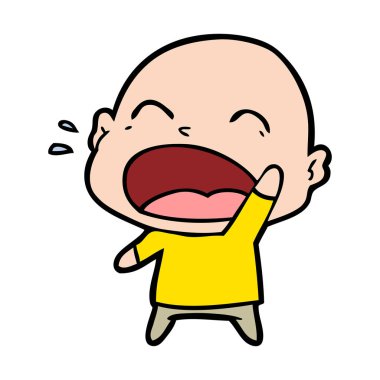 karikatür bağırarak kel adam