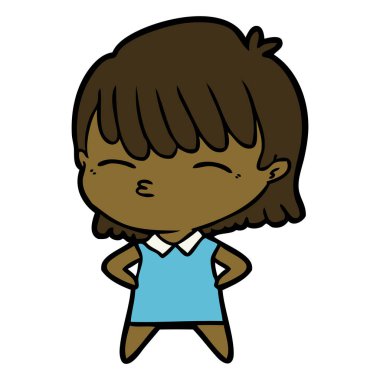 Çizgi filmdeki kadının vektör çizimi 