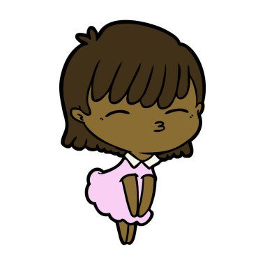 Çizgi filmdeki kadının vektör çizimi