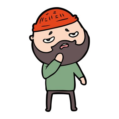 Sakallı endişeli adam çizgi film