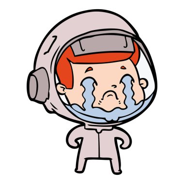 vektör çizim karikatür ağlayan astronot