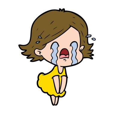 vektör çizim karikatür kadının ağladığını