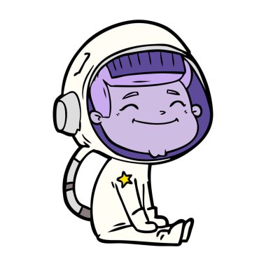 mutlu karikatür astronot vektör çizim
