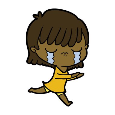 vektör çizim karikatür kadının ağladığını