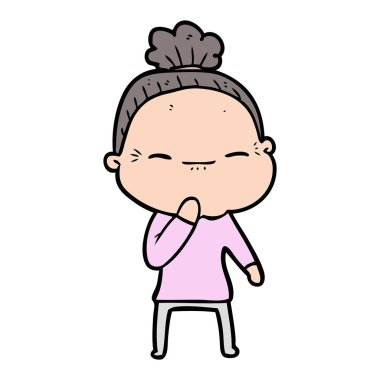 çizgi film huzurlu yaşlı kadın