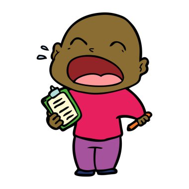 karikatür bağırarak kel adam