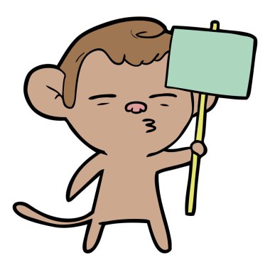 çizgi film tabelasını şüpheli maymunla