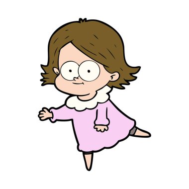 mutlu çizgi film kız vektör çizim