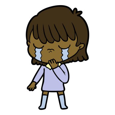 vektör çizim karikatür kadının ağladığını