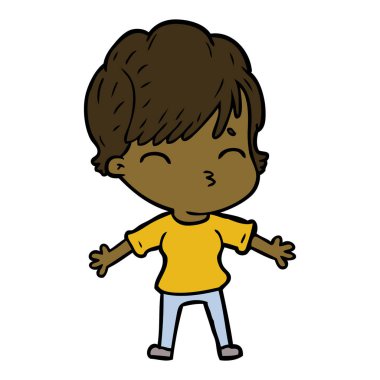 vektör çizim karikatür kadın düşünme