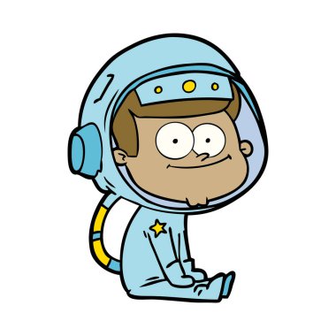 mutlu astronot karikatür vektör çizim