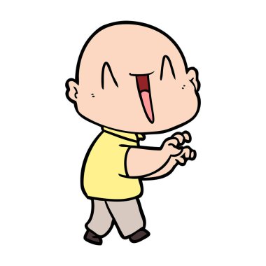 mutlu karikatür kel adam