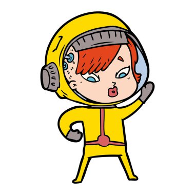 vektör çizim karikatür astronot kadın