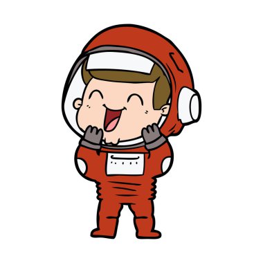 mutlu karikatür astronot vektör çizim