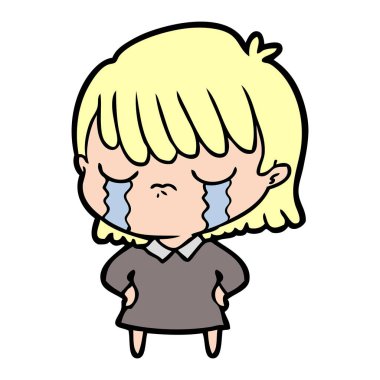 vektör çizim karikatür kadının ağladığını