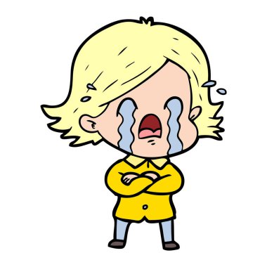 vektör çizim karikatür kadının ağladığını