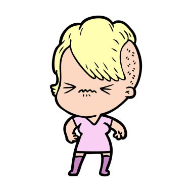 karikatür rahatsız hippi kız